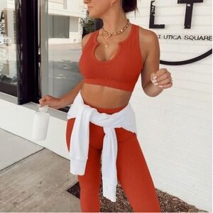 QINSEN Seamless 2-Piece Yoga Set Tank Top + High Waist Leggings#137